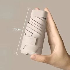 ミニ折り畳み傘　15cm　軽量　UPF50+　紫外線防止　ケース付きの画像