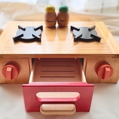 木製おままごと ウッディプッディ 卓上キッチン コンロ＋シンク セットの画像