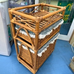 ラタン　ランドリーチェスト　籐　キャスター付の画像