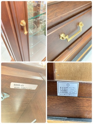 K9①★maruni マルニ木工★キュリオケース 地中海シリーズ W64cm 特注品 棚板ガラス8枚 飾り棚 インテリア