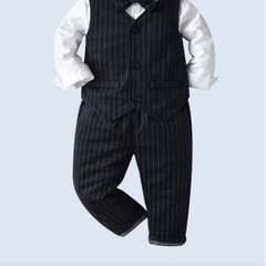 【90センチ】ネイビーストライプスーツ 4点セットの画像