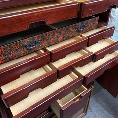 タンス　木製キャビネット 大容量収納棚（昭和レトロ/アンティーク/ダークブラウン）の画像