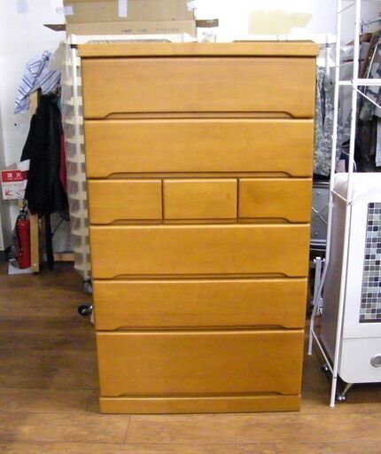 ニトリ タンス 幅80×奥45×高138.5cm チェスト 6段 箪笥 衣類収納 収納家具 木製 ハイチェストフジ 札幌市 厚別区