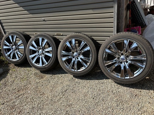 美品タイヤ付18インチメッキアルミホイール RAYS　VERSUS　18×7.5J　+48　5穴　PCD114.3　ハブ径73mm　4本セット