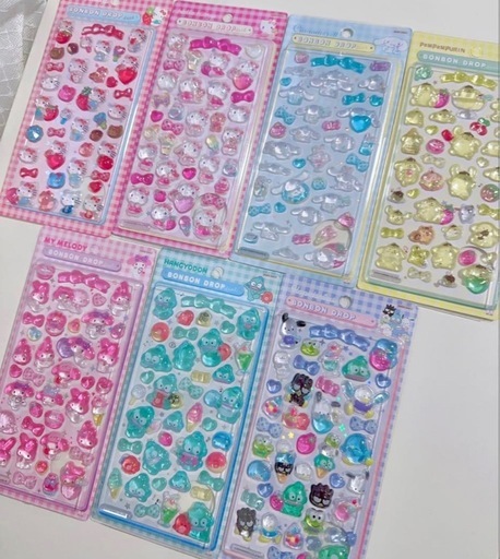 【新品未開封×即日発送】人気7種サンリオボンボンドロップシール第2弾ぷくぷく3D