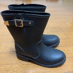 【中古品】オシャレな長靴　黒　23,5cmの画像
