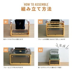 収納ボックス 折り畳み ふた付き キャスター付き 大容量 5面開き 白 3個 Mの画像
