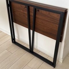 【美品】折りたたみデスク（木目調×ブラック）省スペース・在宅ワークに最適の画像