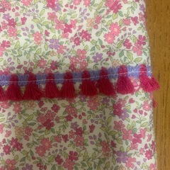 【新品未使用】ハンドメイド　巾着　靴入れ　花柄フリルの画像