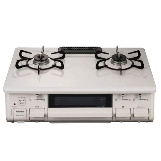 【超美品‼️】パロマ 2022年製 LP(プロパン)ガス用 ガステーブル左強火/水無し片面焼きグリル ナチュラルホワイト♪