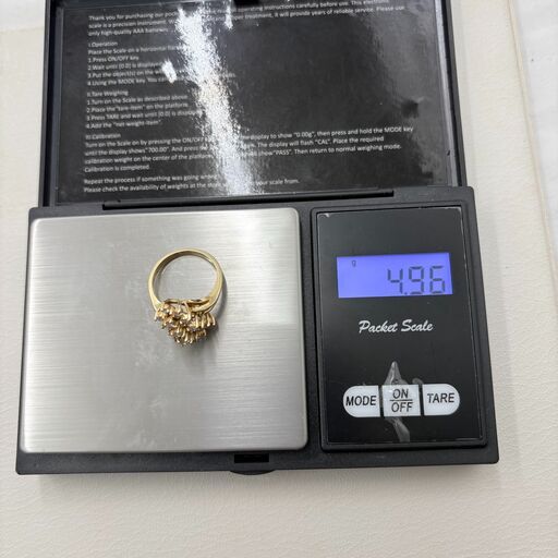 【❗️✨14Kダイヤモンドリング✨❗️】簡易清掃済❗️ゴールドリング 約14号 約4.96g メレダイヤ装飾 ジュエリー