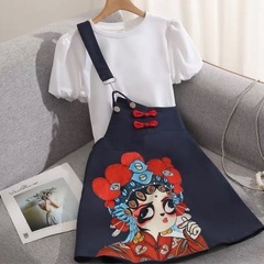 アートプリント ネイビースカート レディースの画像