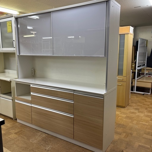 【ジャングルジャングル深井店】食器棚 ホワイト 白 家具 キッチン家具 収納家具 家具 堺市 深井【FU456】 ジャングルジャングル深井店】☆食器棚 ホワイト 収納家具 キッチン