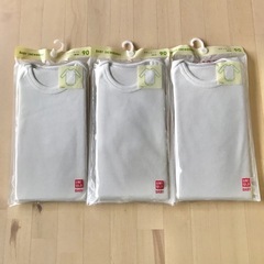 ユニクロ　ベビー　ボディスーツ　長袖　90　5点　セット　ホワイト　グレー　肌着の画像