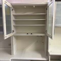 【ジャングル深井店】ニトリ 2枚扉 食器棚 ホワイト 収納家具 キッチン家具 堺市 深井【FU326】の画像