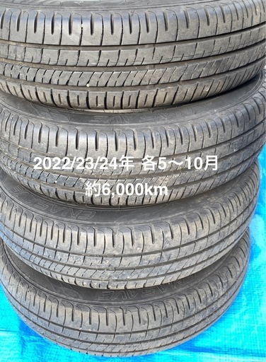 軽アルミ付き夏タイヤ155/65R-14/走行Km少 