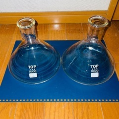 理科学ガラス容器　1000ml三角フラスコ(平底) 2個セットの画像