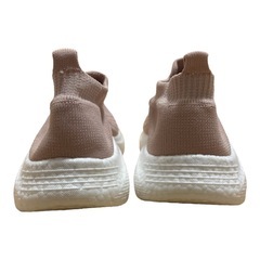 24.5　軽量 ピンクニット スリッポン スニーカー 上履き 通気性 ウォーキングの画像