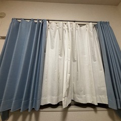 【取引中】遮光カーテン＋レースカーテンセット（水色）無料の画像