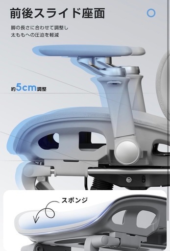 人体工学チェア オフィスチェア フットレスト付 3Dヘッドレスト