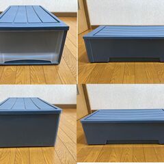 【中古/長期保管品/お引取り限定】■収納ケース■ブルーグレー×クリア■W340mm×D790mm×H220mm■の画像