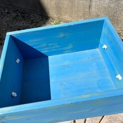 マリン　木製ボックス ブルー  収納の画像