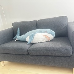 IKEA 二人掛けソファ + サメぬいぐるみセット（使用2年未満）の画像