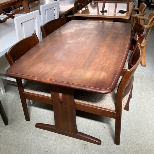 ☆値下げ☆イ2601-305 maruni ダイニングテーブルセット 椅子4脚付き ※バラ売り不可 キズ汚れ有り