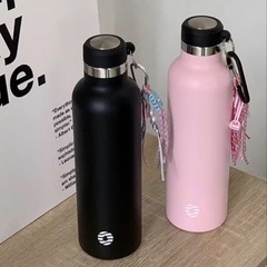 新品 ステンレス水筒 1000ml ピンク 保冷ケース付きの画像