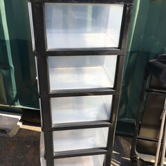 JM20861S)5段収納ケース 天馬㈱ キャスター付き 幅：約33cm  高さ：約109cm 奥行：約41cm 中古品【取りに来られる方限定】の画像