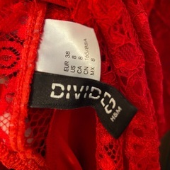 レース 赤 ひざ丈ワンピース 長袖　H&Mの画像