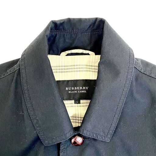 BURBERRY BLACK LABEL バーバリーブラックレーベル バイカラーブルゾン 切替 ヴァーシティジャケット L ノバチェック 牛革ボタン