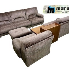 70's【最高級ライン・オールドマルニ】廃盤 maruni マルニ木工 セパレート ソファ 7点セット チーク材テーブル オットマン ヴィンテージ アンティークの画像