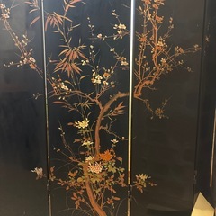 金箔 屏風 梅 鳥 高さ183cm 店舗装飾の画像