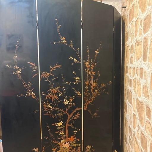 金箔 屏風 梅 鳥 高さ183cm 店舗装飾