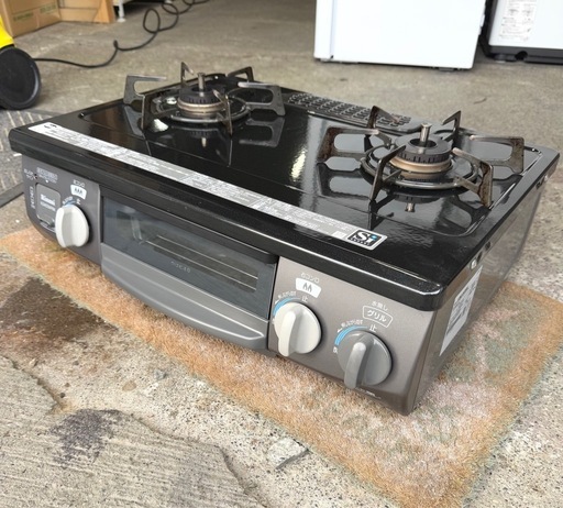 お引取り限定 18年製 リンナイ LPガス用コンロ 2口ガステーブル KGM33NPBKL 左強火 