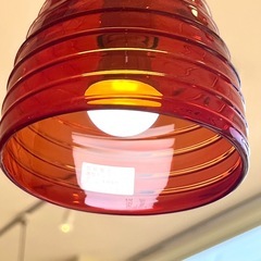 ルーバーデザイン吹きガラスのヴィンテージペンダントライト2個セットの画像