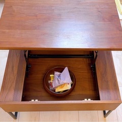 アイリスオーヤマ 昇降テーブル一体型 STI-74 ウォールナットの画像