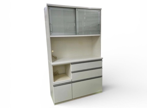 【松田家具】1180 レンジボード ホワイト 食器棚 キッチンボード