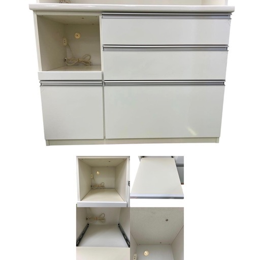 【松田家具】1180 レンジボード ホワイト 食器棚 キッチンボード