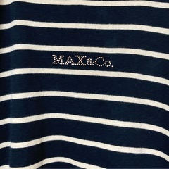 MAX&Co. ボーダー カットソー ロゴビジュー ネイビー×ベージュ M相当の画像