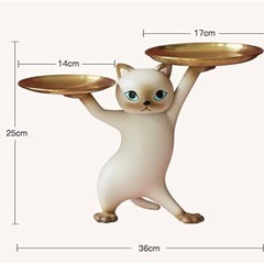 鍵置き トレイ付き 置物 小物置き インテリア ねこ 収納トレイ 小物
の画像