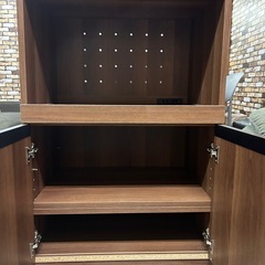 【コンセント4口付き】　キッチン 棚  ブラウンの画像