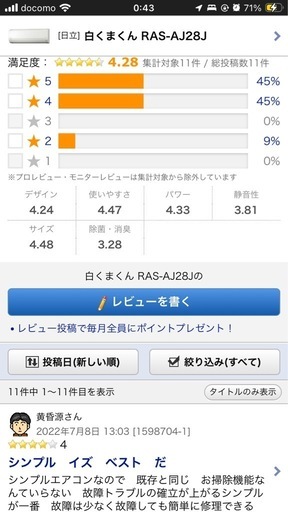 取り外し済　エアコン　白くまくん10畳用 RAS-AJ28J 