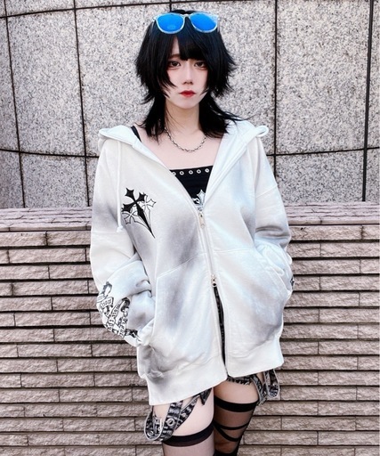 『REFLEM/レフレム』クロス刺繍ZIPフーディー/ジップアップパーカー