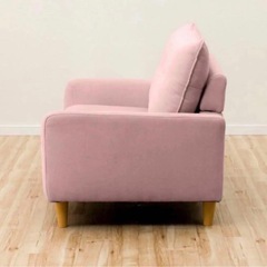 ピンクファブリックソファー2人掛けの画像