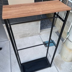 スチールラック、収納ケース3個、傘掛け、物干し、突っ張り棚の画像