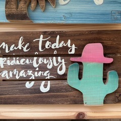 西海岸　ハワイアン風　木製アートパネル（サインボード）の画像