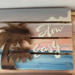 西海岸　ハワイアン風　木製アートパネル（サインボード）の画像