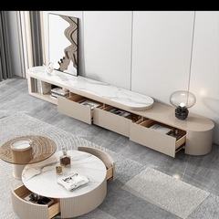 大理石調セラミックセンターテーブルセットの画像